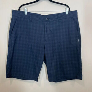 O’Neill Men’s Plaid Chino Shorts Size 40 Relaxed Fit Navy Checkered Blue